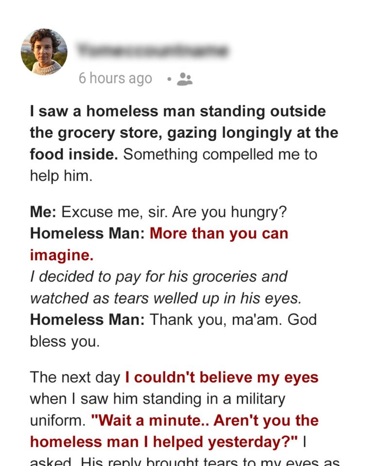 A Simple Act of Kindness Unveils a Profound Revelation: The Unexpected Encounter with a Homeless Man’s Heartfelt Confession